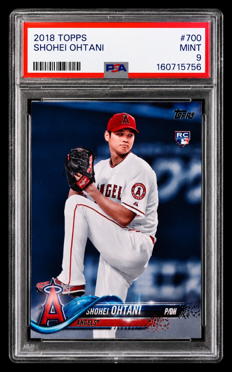 Graded 2018 Topps Shohei Ohtani rookie card PSA 9 slab