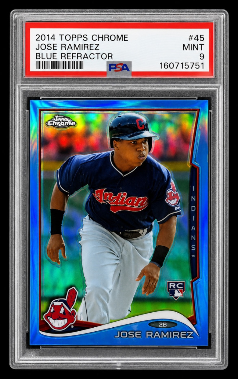Graded 2014 Topps Chrome Jose Ramirez Blue Refractor PSA 9 slab
